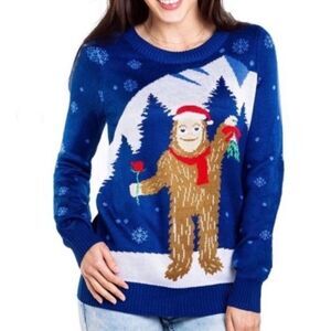 Tipsy Elves Mistletoe Romantic Sasquatch Ugly Christmas Sweater size Medium